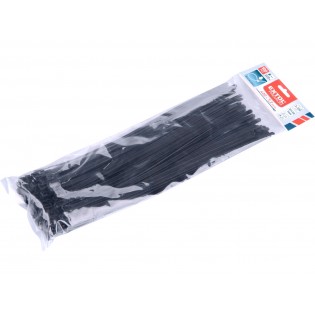 Пластични стеги, црни, 400x7,2mm, 100ks, nylon PA66